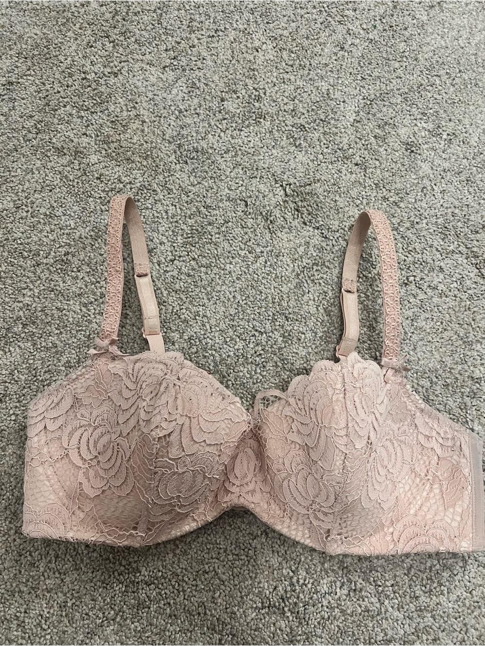Adore Me adjustable Floral Lace Balconette Demi Underwire Bra in Blush Pink 32D